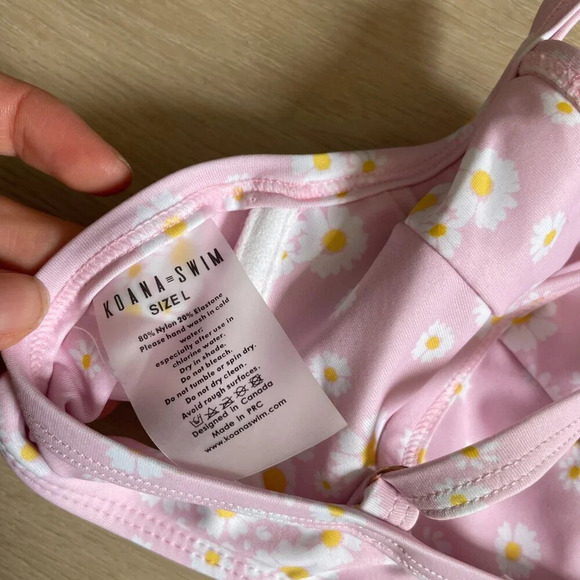 Koana Nova Swimsuit SET Underwire Bra High Cut Bottoms Pink Daisy  Size L/M - Picture 10 of 13